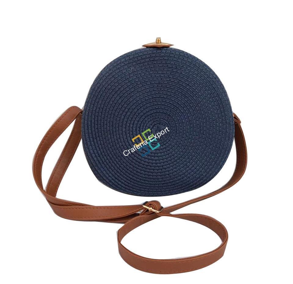 Trendy design small round Shaped cotton Zipper sling bags