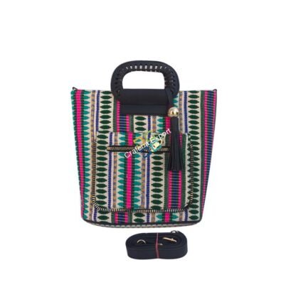 Multicoloured Stripes Jacquard Sling HandBags/Handheld