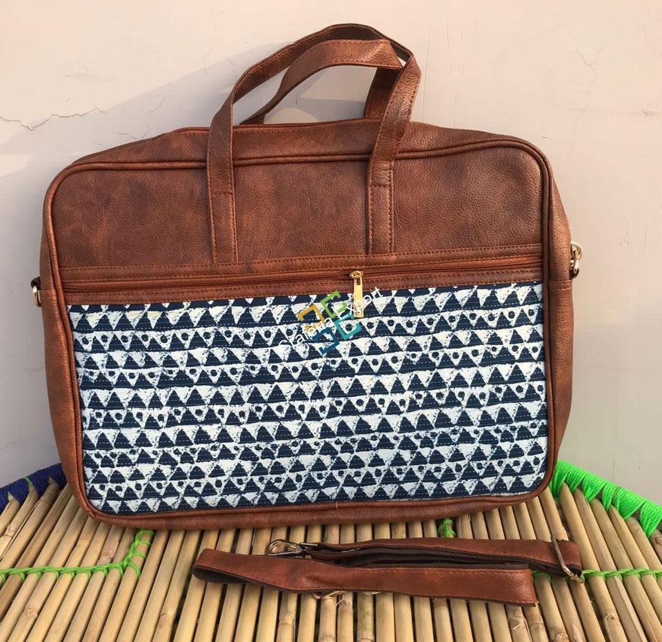 Trendy Ikkat Print Laptop Bags/Handbags With Mini Pouch For Women & Girls - Image 5