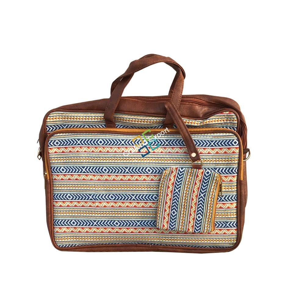 Trendy Ikkat Print Laptop Bags/Handbags With Mini Pouch For Women & Girls