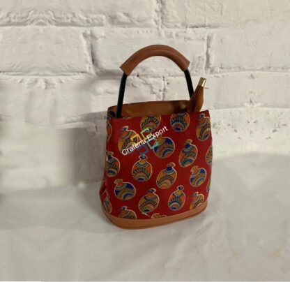 Beautiful Ikkat printed handheld handbags with handle - Image 4
