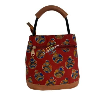 Beautiful Ikkat printed handheld handbags with handle - Image 3