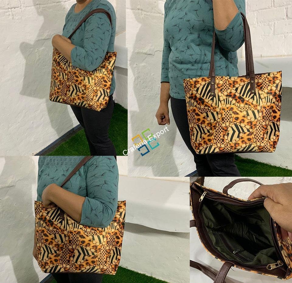 Women's Tote Shoulder Bags with printed design - Image 2