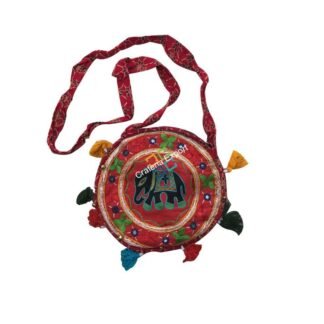 Ethnic Boho chic handmade Cotton Elephant Design Round Sling/cross bag
