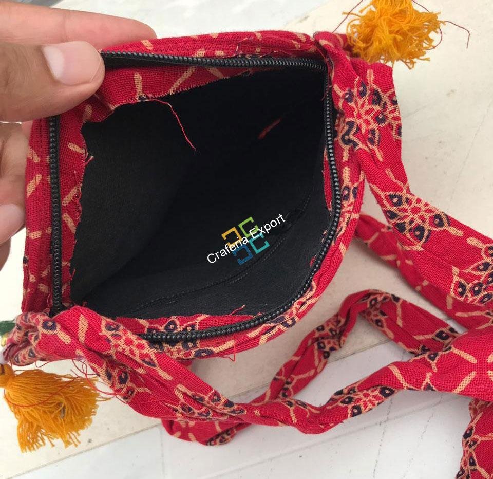 Ethnic Boho chic handmade Cotton Elephant Design Round Sling/cross bag - Image 3