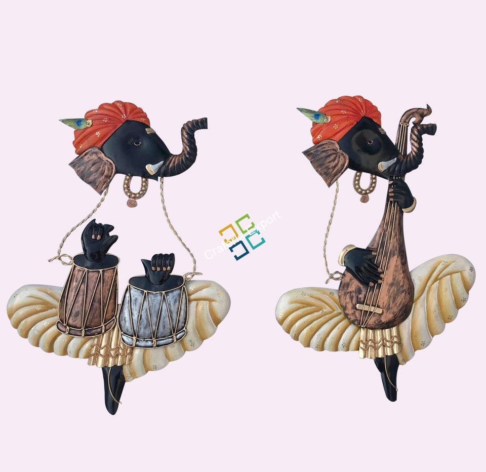 Handicraft wall hanging of Ganesha playing instrument for Home decor/Special gifts - Image 2