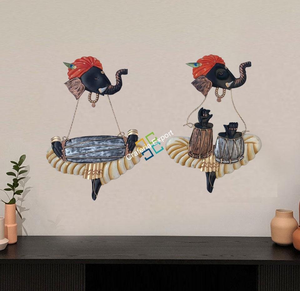 Handicraft wall hanging of Ganesha playing instrument for Home decor/Special gifts - Image 3