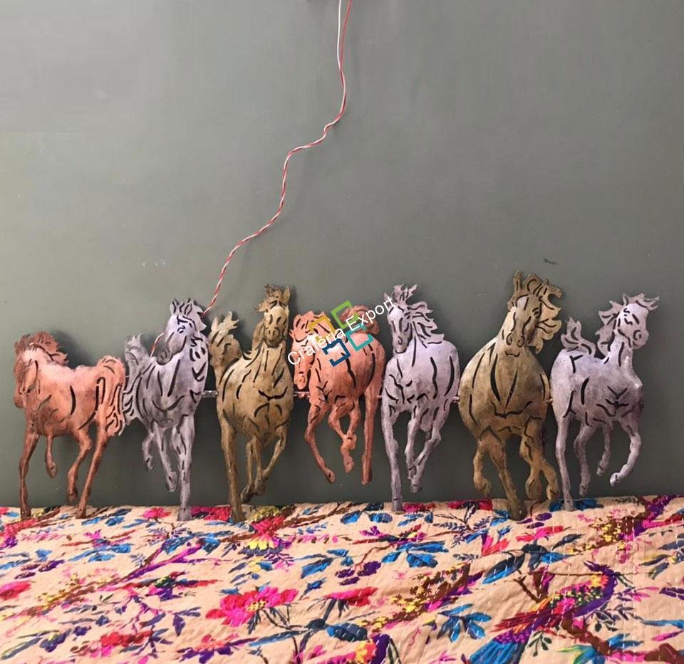 Antique Handcrafted Seven horse wall hanging with LED for Home/office decoration - Image 4