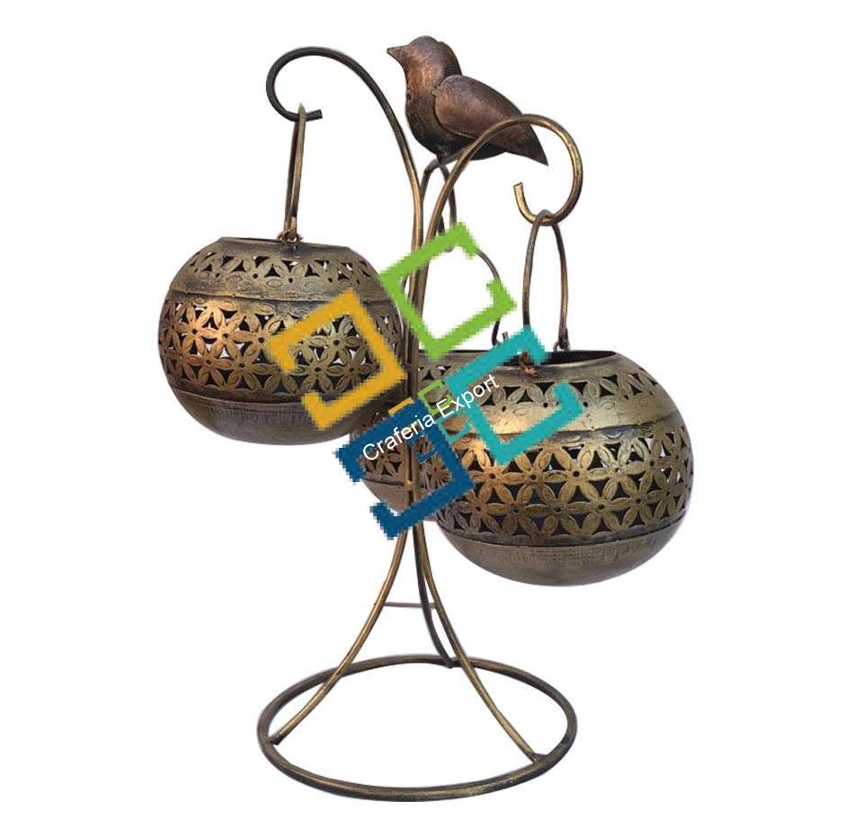 Unique spherically designed shaped T-light candle holder for decorative home/Hanging lantern Pack of 3