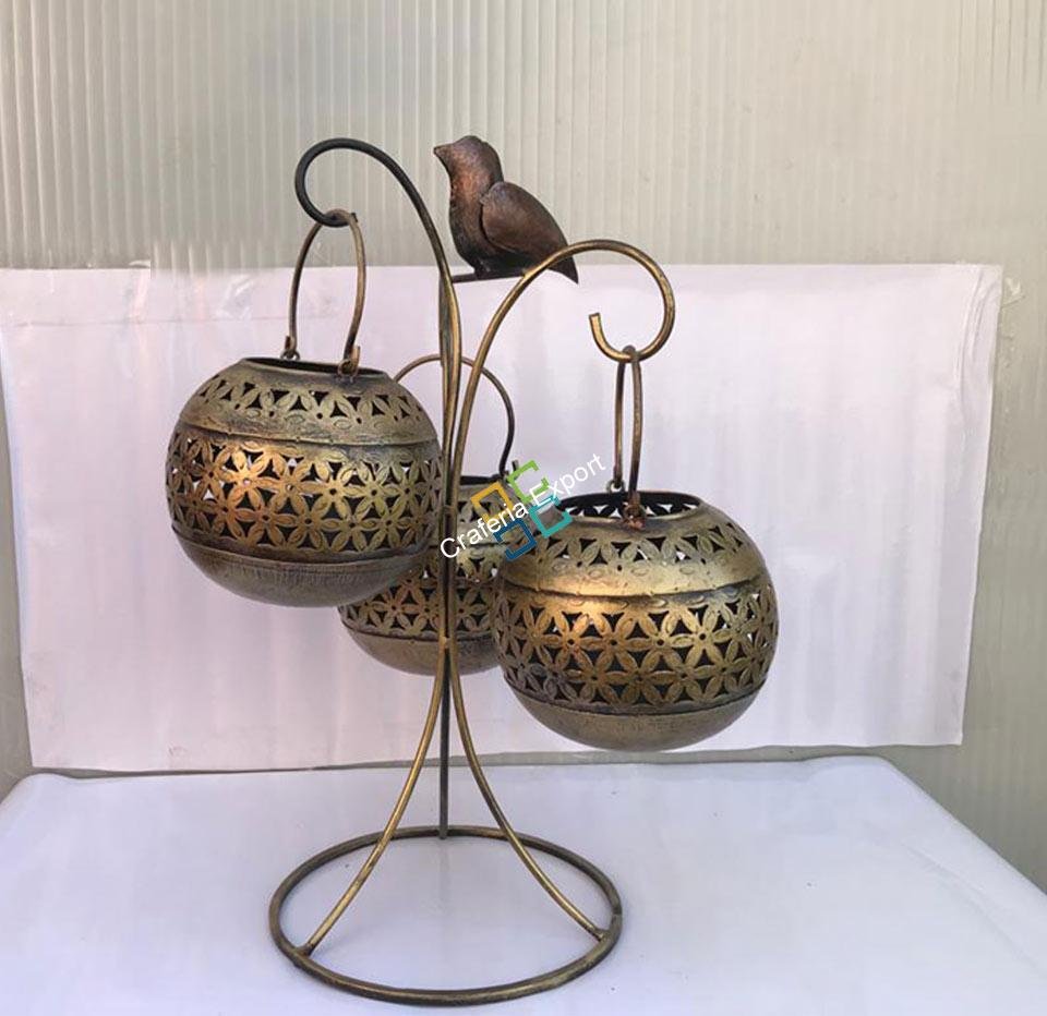 Unique spherically designed shaped T-light candle holder for decorative home/Hanging lantern Pack of 3 - Image 2