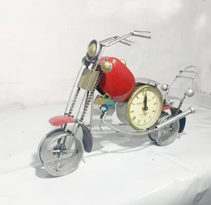 Antique Colorful Bullet Bike table top showpiece with clock - Image 2