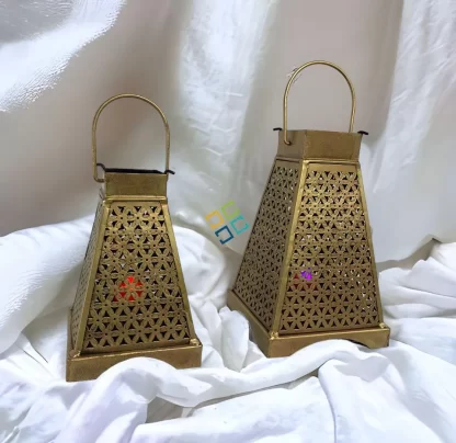 Metal Lantern Tea Light Candle Holder Wall Hanging Set - Image 2