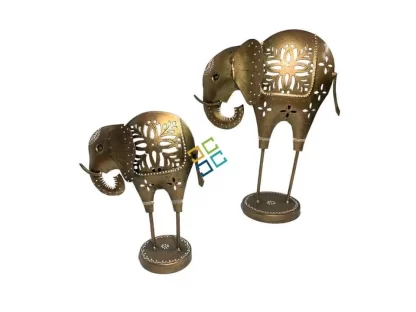 Metal Elephant Tea Light Candle Holder Stand Decorative Showpiece for Home/Gifts  set of 2 - Image 2
