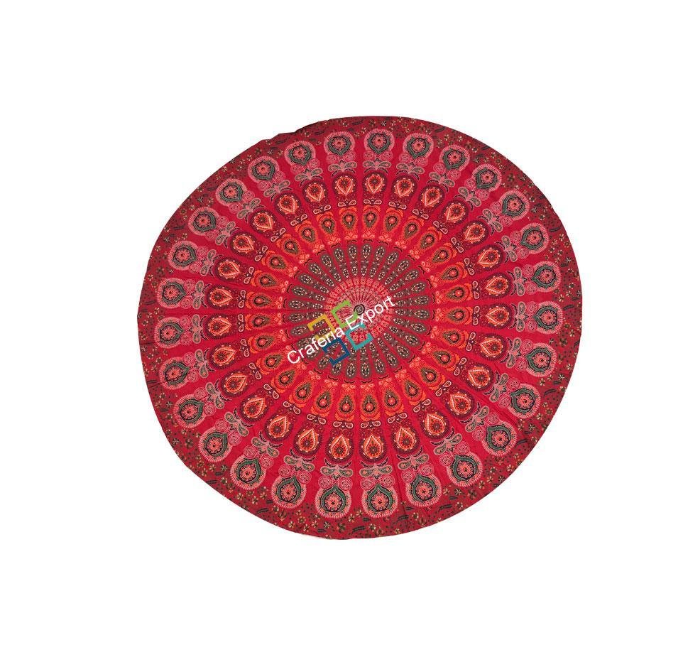 Round Red tapestry Poster for Wall decor / Mandala Red colour tapestry for Home decoration at Office & Home - Image 2