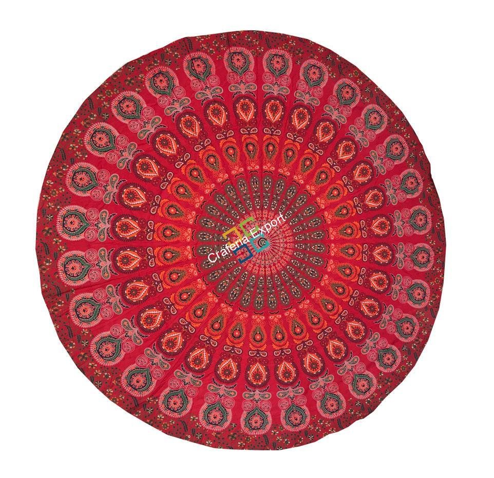 Round Red tapestry Poster for Wall decor / Mandala Red colour tapestry for Home decoration at Office & Home