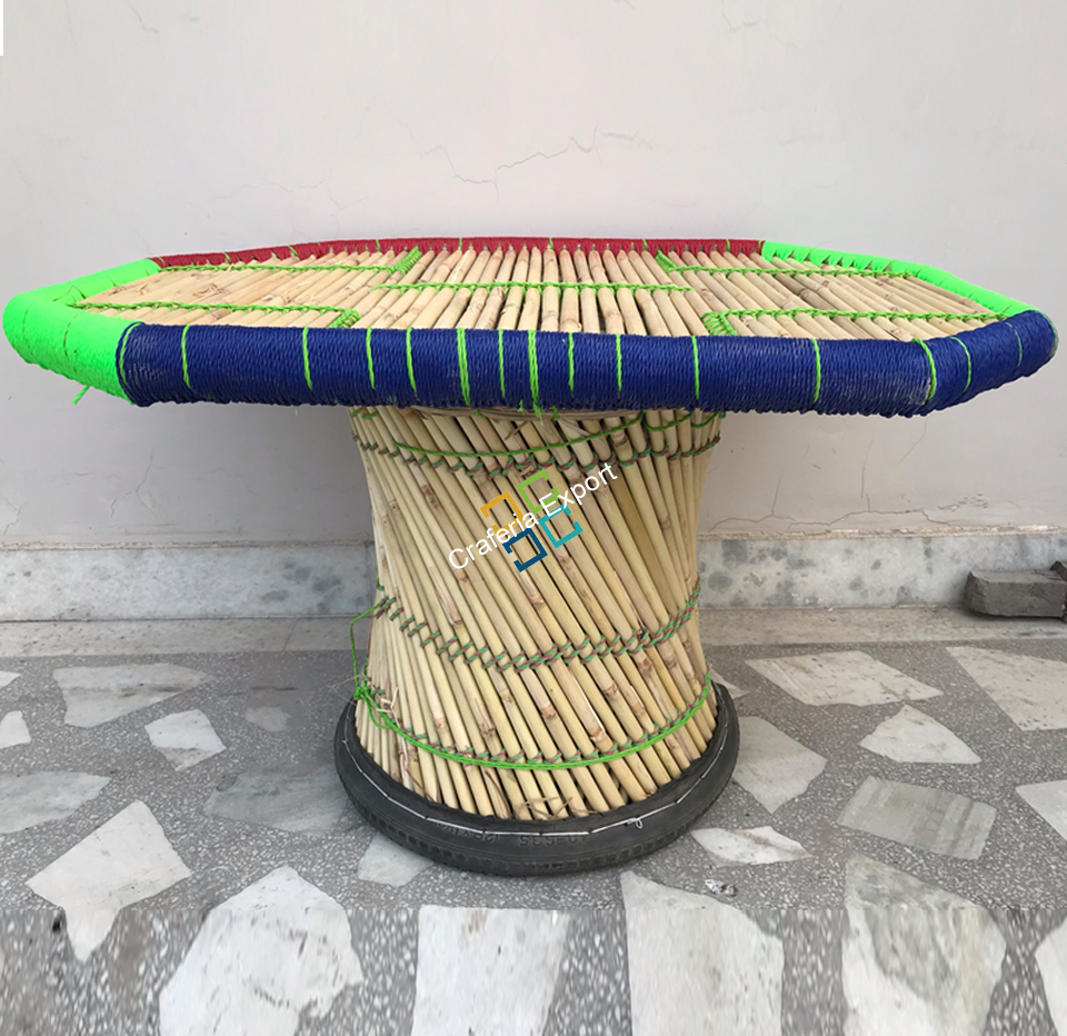 Bamboo Handcrafted Table /Mudha Table for Outdoor/Indoor - Large Size - Image 3