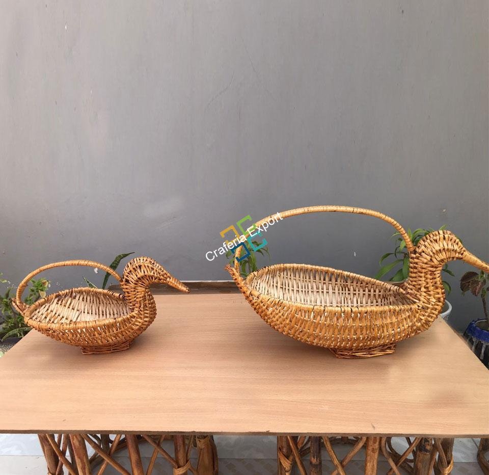Unique Duck Shaped Cane Basket/Fruit Basket For Home, Hotel and Restaurant Decor/Gift Item - Image 3
