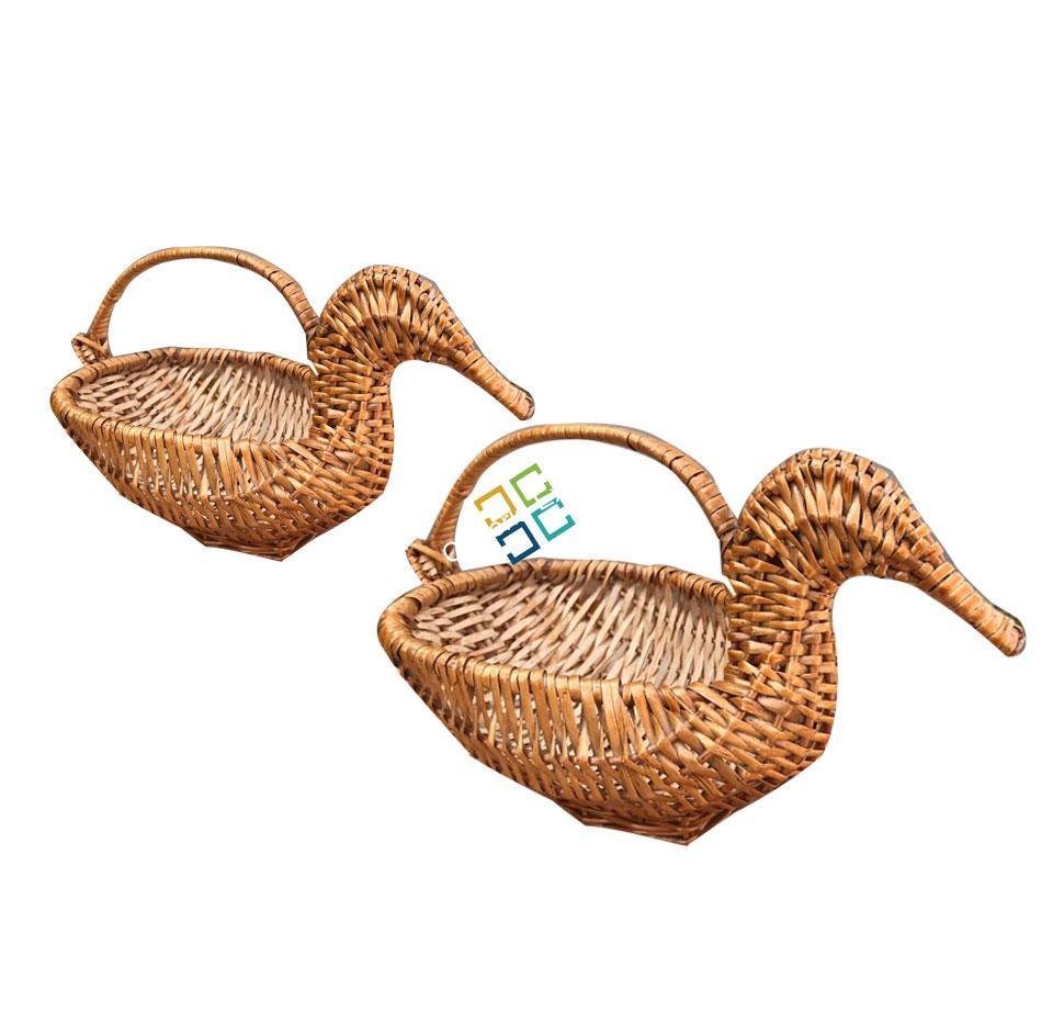 Unique Duck Shaped Cane Basket/Fruit Basket For Home, Hotel and Restaurant Decor/Gift Item - Image 2