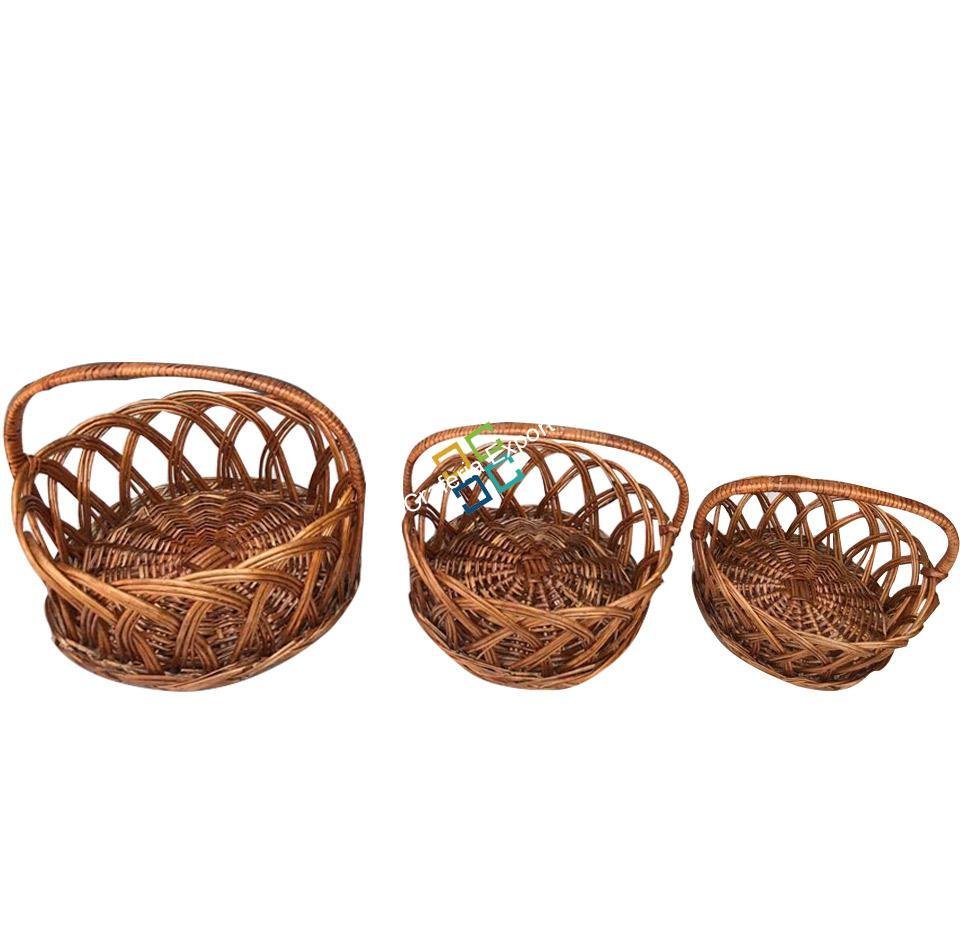 Handmade Storage Basket with Cane Frame ( Set of 3 ) - Image 2