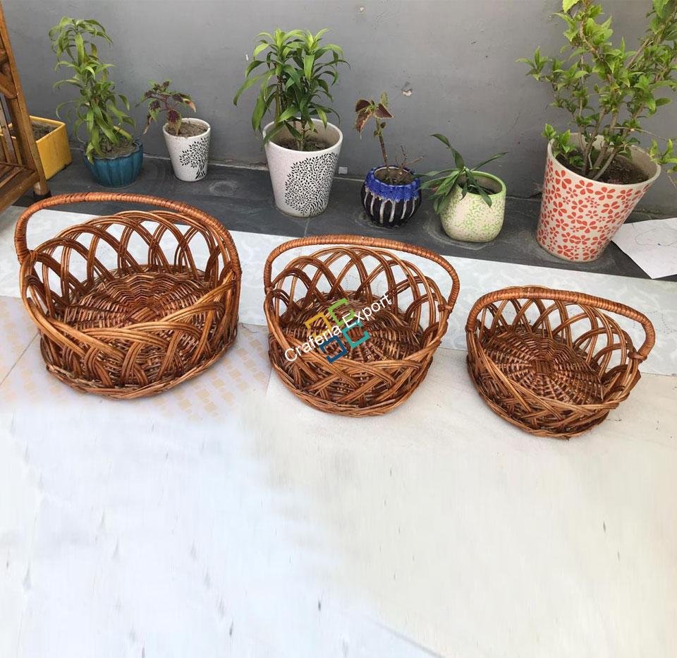 Handmade Storage Basket with Cane Frame ( Set of 3 ) - Image 3
