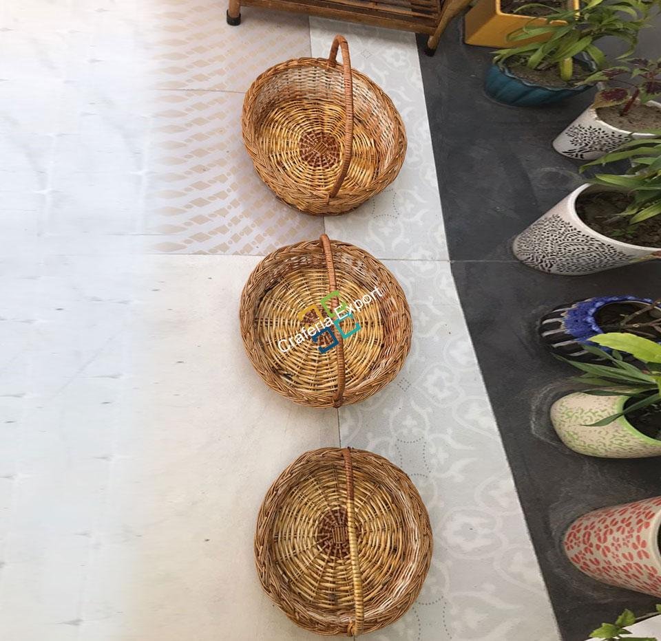 Brown Kitchen Storage Cane Basket for all Purpose ( Set of 3 ) - Image 3