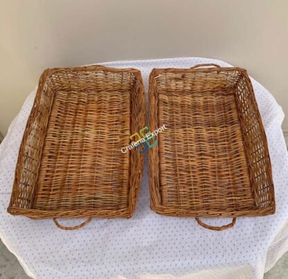 Cane Storage Fruit And Vegetable Basket ( Set of 2 )