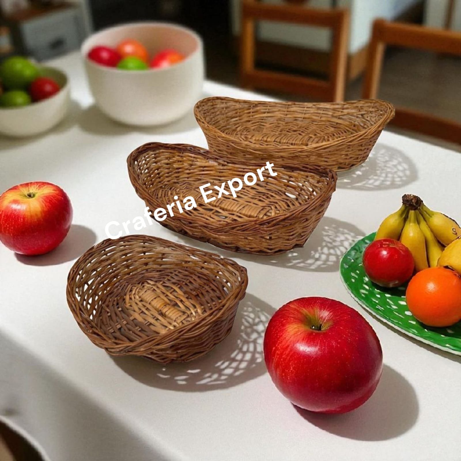 Multipurpose Oval Shaped Bamboo Basket ( Set of 3 )