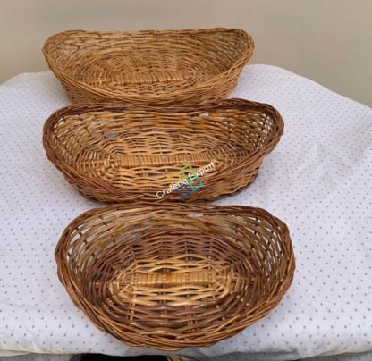 Multipurpose Oval Shaped Bamboo Basket  ( Set of 3 ) - Image 3