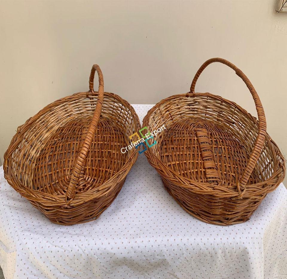 Bamboo Multipurpose Storage Basket Oval Handle ( Set of 2 ) - Image 2