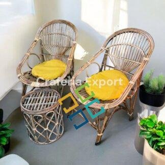 Cane Chairs with Stool | Outdoor Furniture Bait Kursi with Stool for Balcony, Garden Furniture Set