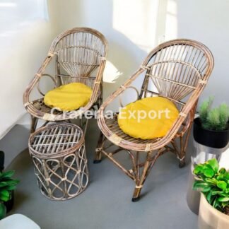 Cane Chairs with Stool | Outdoor Furniture Bait Kursi with Stool for Balcony, Garden Furniture Set