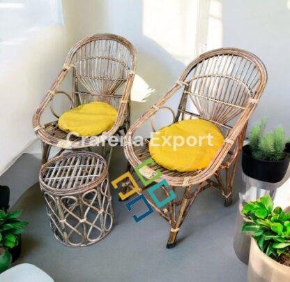 Cane Chairs with Stool | Outdoor Furniture Bait Kursi with Stool for Balcony, Garden Furniture Set