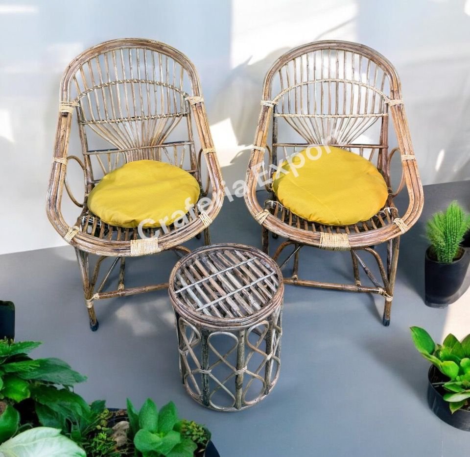 Cane Chairs with Stool | Outdoor Furniture Bait Kursi with Stool for Balcony, Garden Furniture Set - Image 4