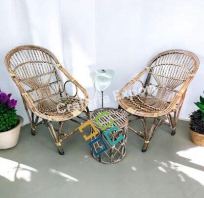 Cane Chairs with Stool | Outdoor Furniture Bait Kursi with Stool for Balcony, Garden Furniture Set - Image 3