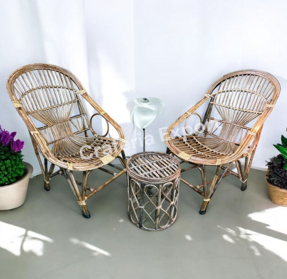 Cane Chairs with Stool | Outdoor Furniture Bait Kursi with Stool for Balcony, Garden Furniture Set - Image 3