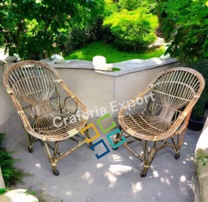 Cane Chairs with Stool | Outdoor Furniture Bait Kursi with Stool for Balcony, Garden Furniture Set - Image 6