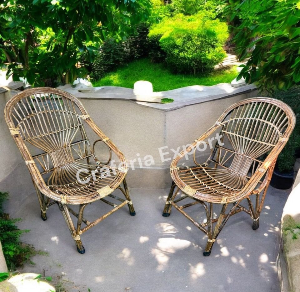 Cane Chairs with Stool | Outdoor Furniture Bait Kursi with Stool for Balcony, Garden Furniture Set - Image 6