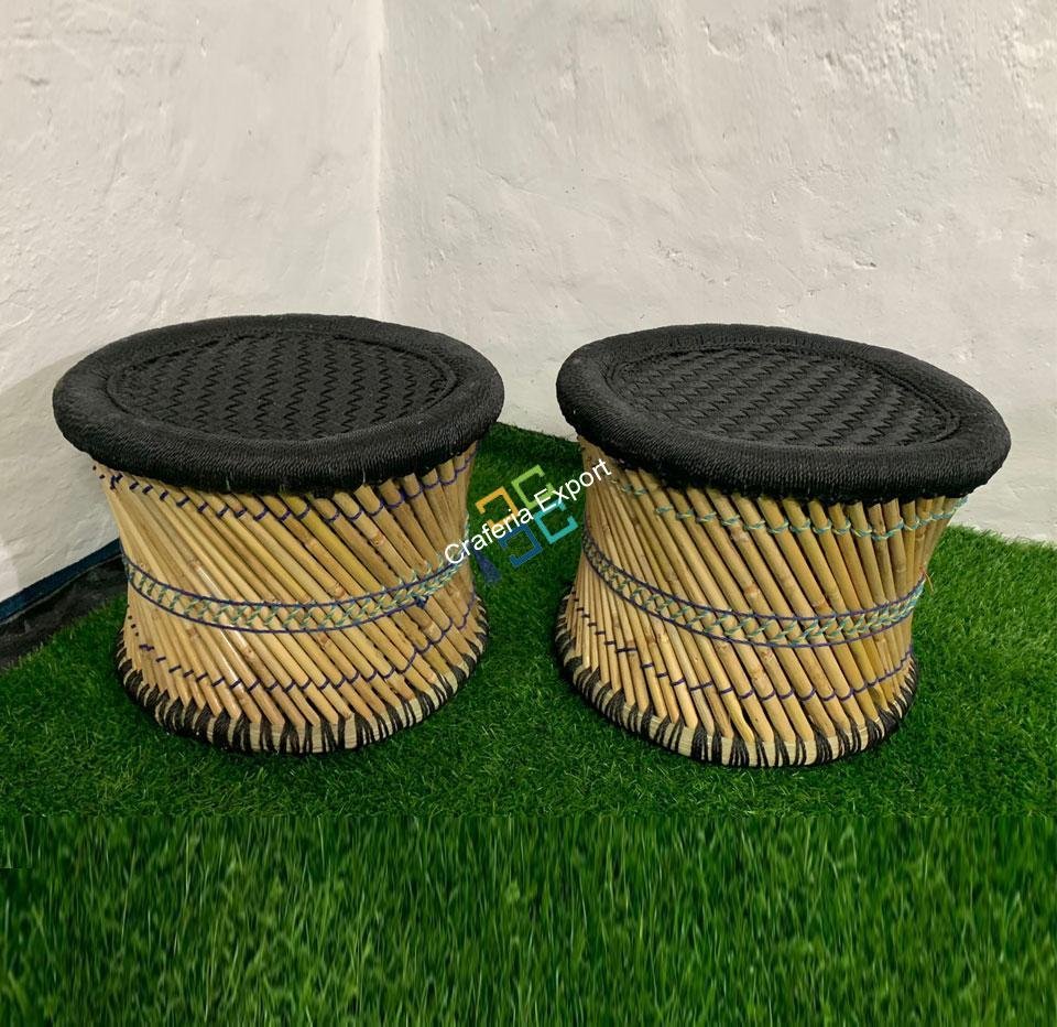 Eco-Friendly Bamboo Mudha Stool Outdoor/Indoor (Set Of 2)