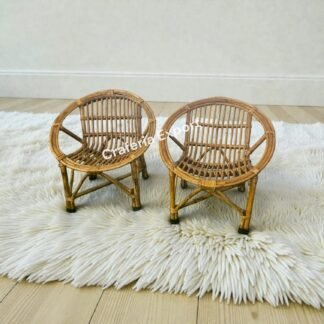 Cane Wood Chair For Kids Sitting Picnic Chair | Garden Home Decor Furniture Chairs (Set of 2)