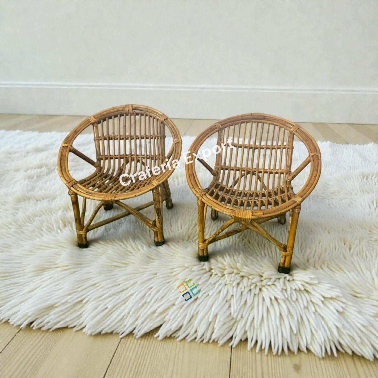 Cane Wood Chair For Kids Sitting Picnic Chair | Garden Home Decor Furniture Chairs (Set of 2)