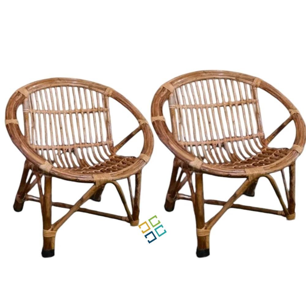 Cane Wood Chair For Kids Sitting Picnic Chair | Garden Home Decor Furniture Chairs (Set of 2) - Image 4