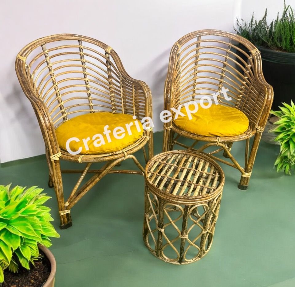 Cane Bamboo Chairs Stool Set Furniture | Outdoor Bait Kursi Set | Cafe Chairs | Restaurants Chairs Set