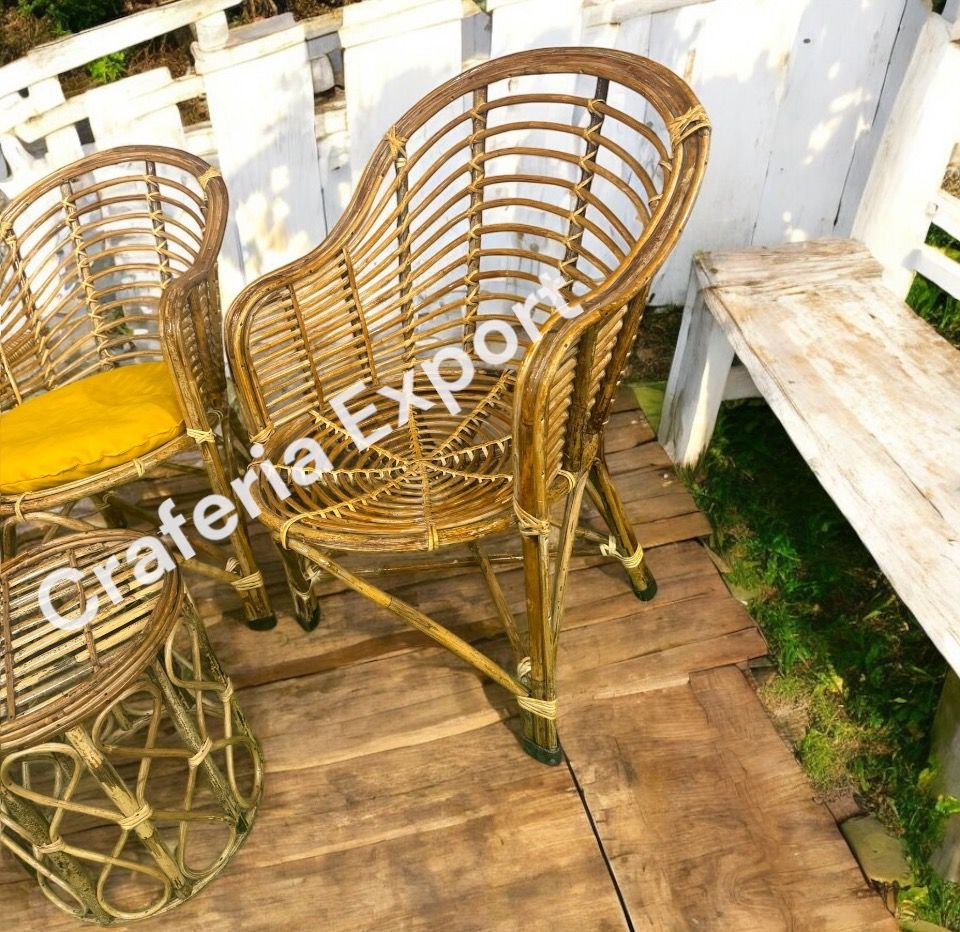 Cane Bamboo Chairs Stool Set Furniture | Outdoor Bait Kursi Set | Cafe Chairs | Restaurants Chairs Set - Image 4