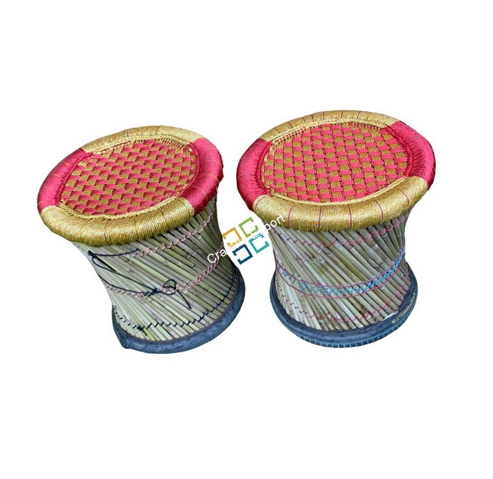 Bamboo Mudha Handmade Stool For Indoor Outdoor Use | Garden Picnic Camping Stool Bedside Stool Furniture