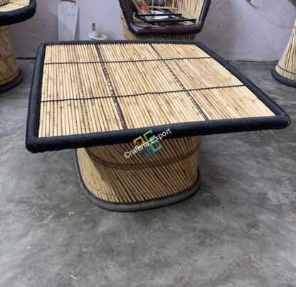 Bamboo Handmade Square Top Table | Home living Areas ,Garden , Cafe , Dinner Table -Black Color - Image 4