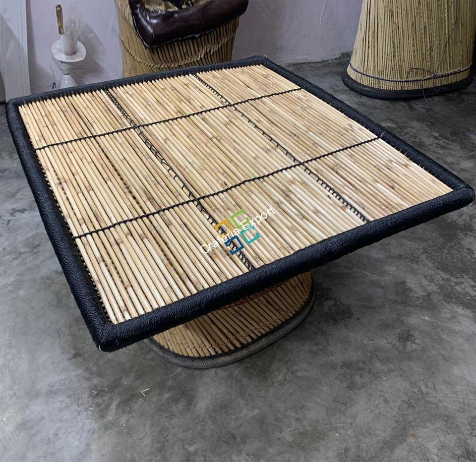 Bamboo Handmade Square Top Table | Home living Areas ,Garden , Cafe , Dinner Table -Black Color - Image 2