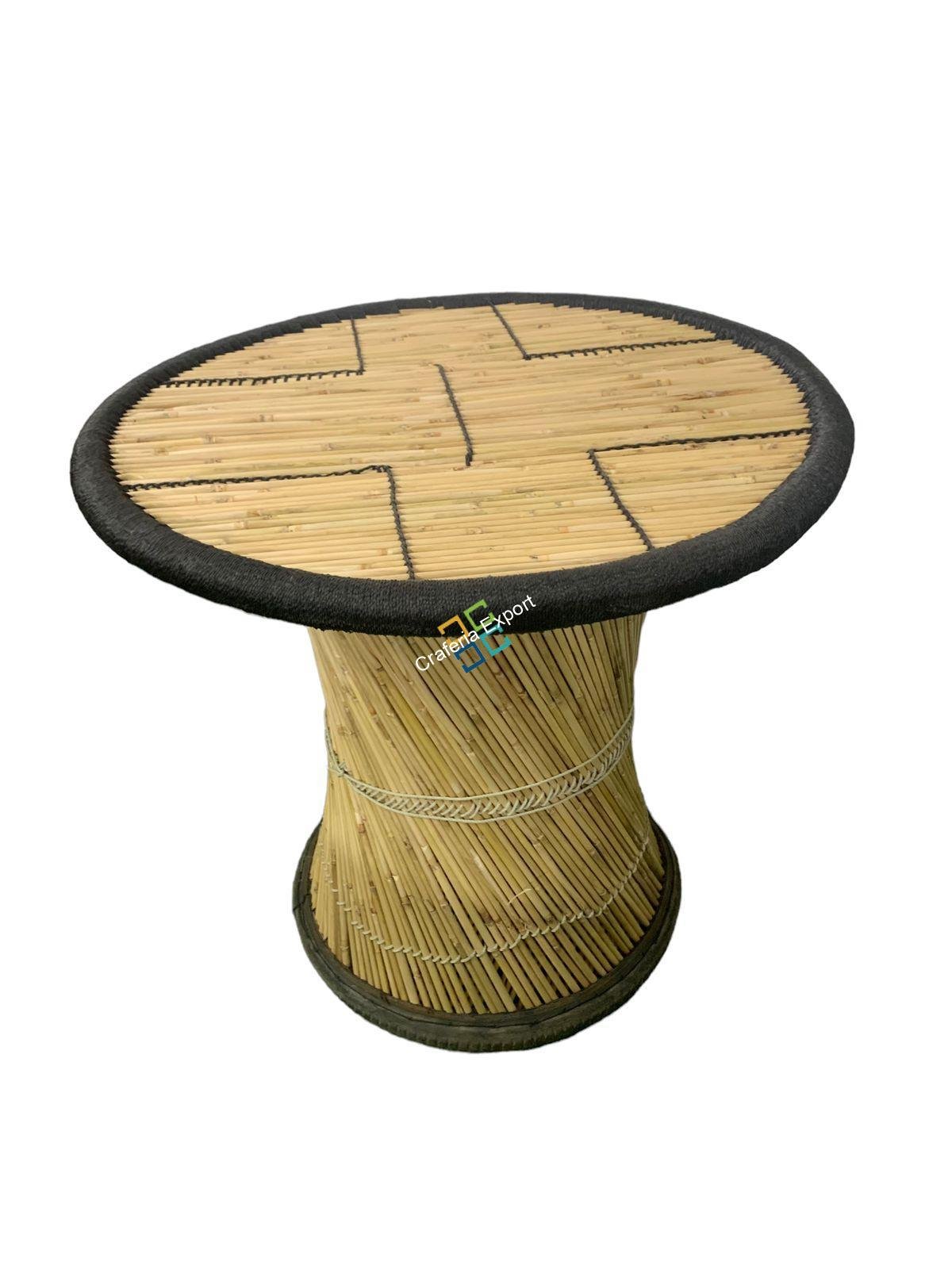 Bamboo Round Table with Extra Height For Living Rooms, Hotels, Garden, Bars Use -Black color