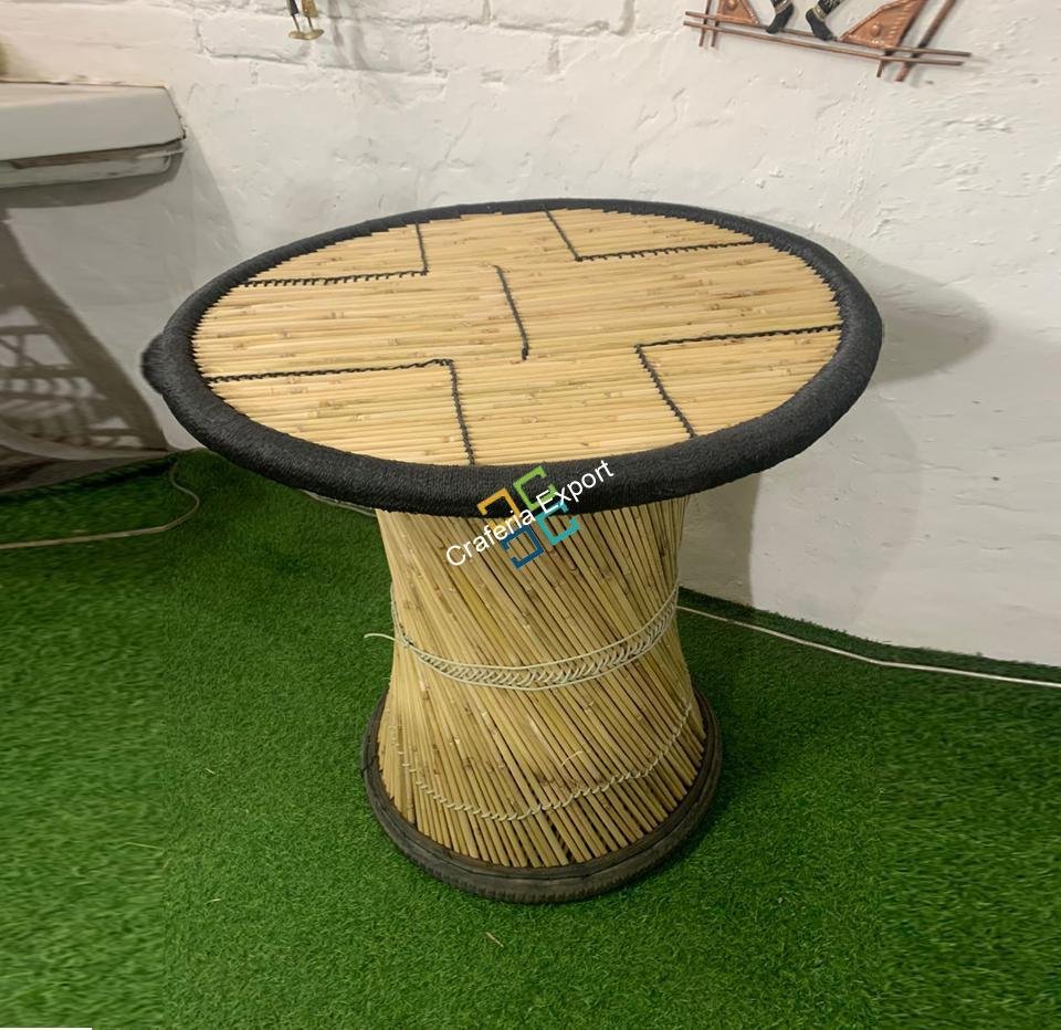 Bamboo Round Table with Extra Height For Living Rooms, Hotels, Garden, Bars Use -Black color - Image 4