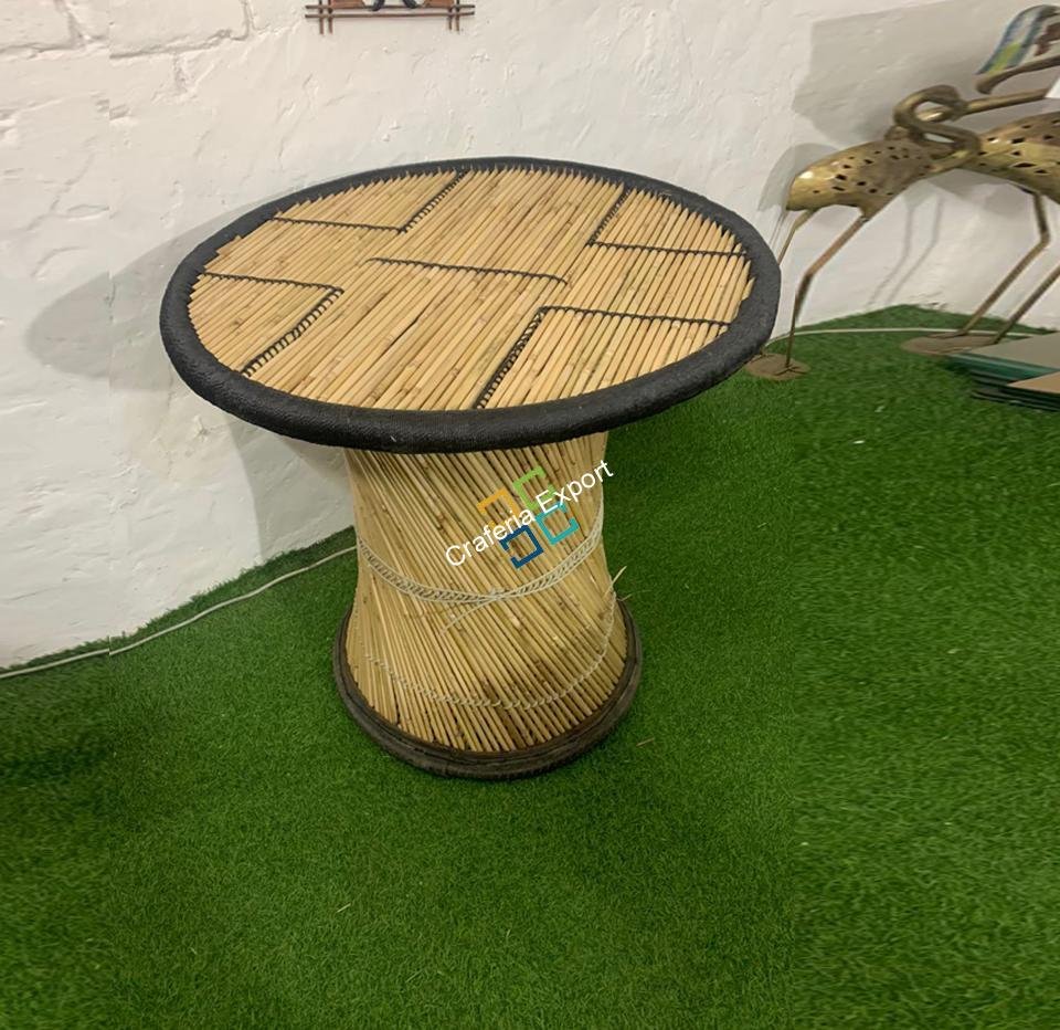 Bamboo Round Table with Extra Height For Living Rooms, Hotels, Garden, Bars Use -Black color - Image 3