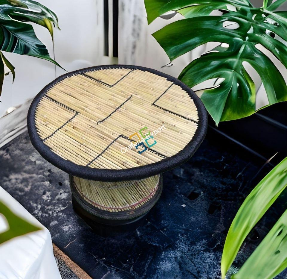 Bamboo Black Round Handmade table for Living Areas ,Garden , Hotels and Restaurants - Image 2